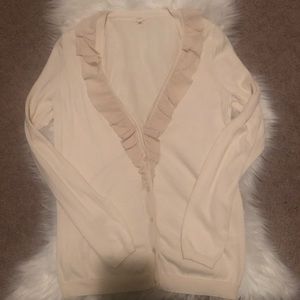 J Crew Womens soft cream ivory ruffled cardigan